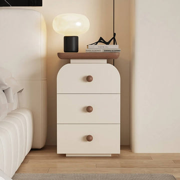 Narrow Bedside Table in Walnut - Solid Wood with Drawers and Shelves - Scandinavian-style